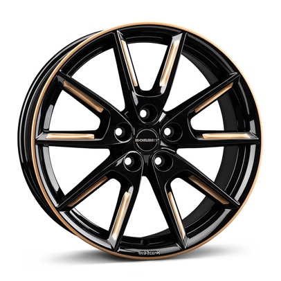 BORBET LX18 BLACK GLOSSY GOLD SPOKE RIM